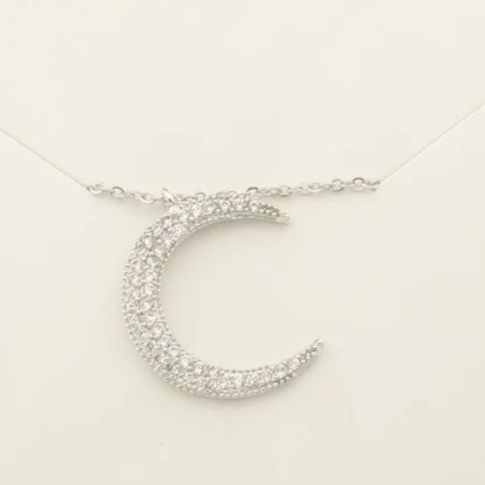 ✨HP! ✨Crystal Encrusted Crescent Moon Necklace✨ - Picture 4 of 6